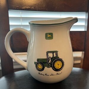 Vintage John Deere Green and White Tractor Pitcher